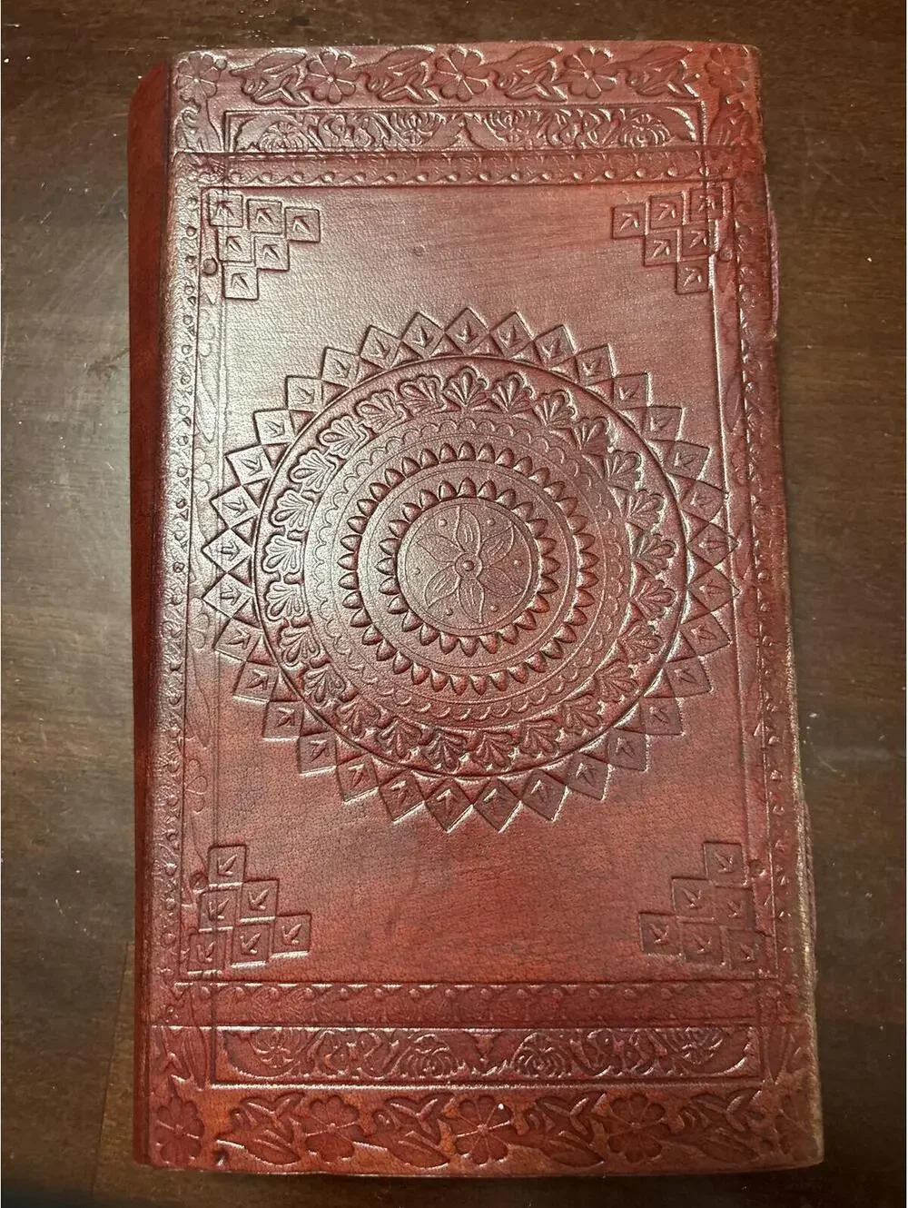 Mandala Leather Journal Handmade Paper Hand Tooled Embossed Notebook Latch